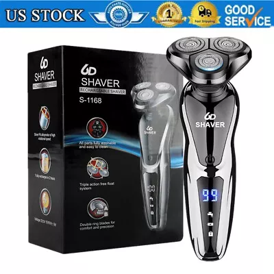 Mens Wet/Dry Electric Shaver Trimmer Rotary Razor Beard Shaving USB Rechargeable • $17.99
