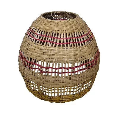 Oliver Bonas Ola Pink Seagrass Pendant Lamp Shade Rattan Large Light Ceiling • £30