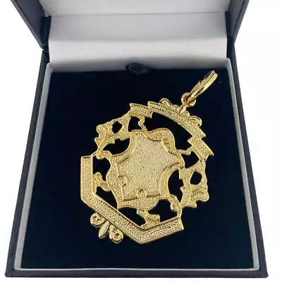 18K Gold Shield FOB Tag Charm Gift Men Gents Vintage Big Chunky Heavy Designer • £35.99