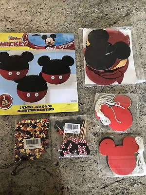 New Disney Mickey Mouse Birthday Lot Of Party Supplies Lanterns/garland/confetti • $29.99