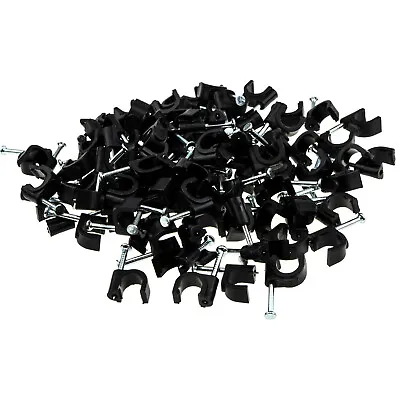 £2.17 • Buy 100 X Round  Cable Clips Ethernet Phone Aerial Electrical Lead   5mm/6mm/7mm/8mm