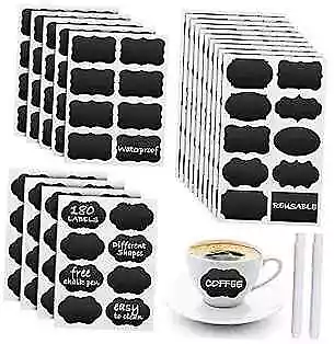  Chalkboard Labels - 180pcs Waterproof Reusable Blackboard Stickers With 2  • $17.05