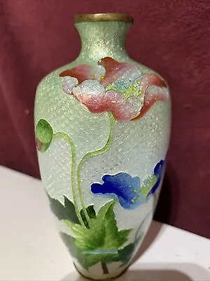Antique Japanese Ginbari Silver Wire Cloisonné Vase 5.75  X 2.75  Meiji Signed • $179.99