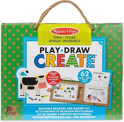 Melissa & Doug Play Draw Create 66 Piece Farm Activity Set With Magnets Age 3+ • £13.95