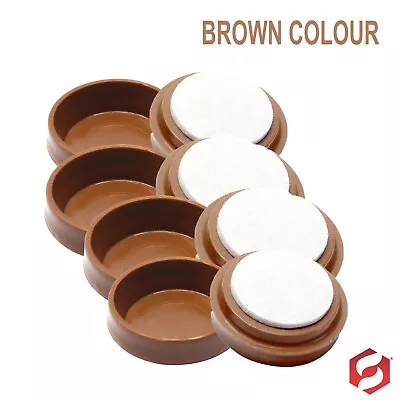 £3.49 • Buy 4/8 Felt Base Castor Cups Non-Slip Wooden Floor Sofa Chair Furniture Protectors