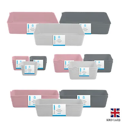 Flexi Storage Plastic Trays Kitchen Home Office Craft Shelf Box Organiser UK • £7.08