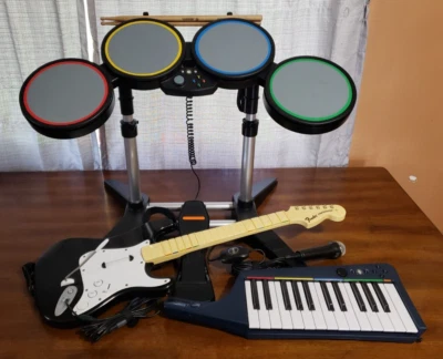 $249.99 • Buy Xbox 360 Rock Band Bundle, Drums, Games, Guitar, Keyboard, Microphone
