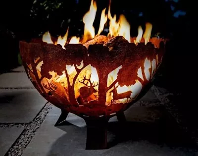 Fallen Fruits FF262  Oxidised Rust Effect Woodland Fire Pit Basket Bowl • £145