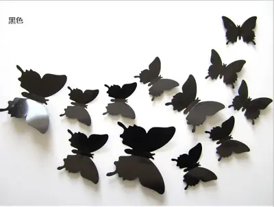 12PCs PVC Butterfly 3D Wall Stickers Decors Wall Art Wall Home Decorations UK • £2.48