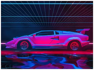 80'S Retro Lamborghini Countach Print | 18  X 24  Super Car Poster | Quality! • $17.99