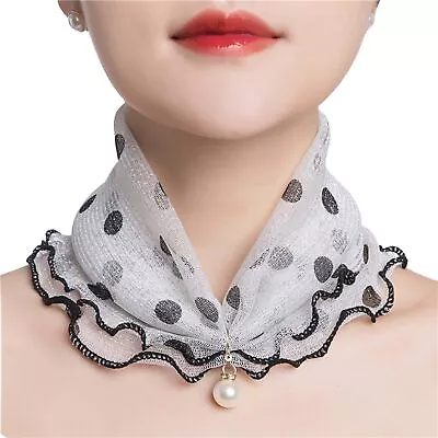 Women Scarves Dot Attractive Lady Faux Pearl Decor Scarf Multi-purpose • $7.14