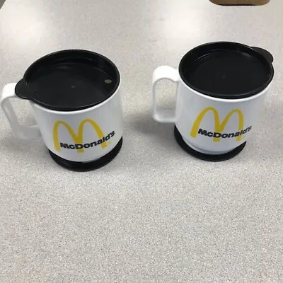 Two McDonald's Plastic Travel Coffee Mugs With Lid And Base • $20