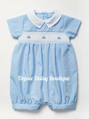 £10.99 • Buy Boys Smocked Little Cars Romper