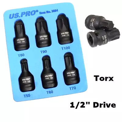 US PRO Impact Torx Star Bit Socket Set 1/2 Drive T55 T60 T70 T80 T90 T100 3864 • £15.99