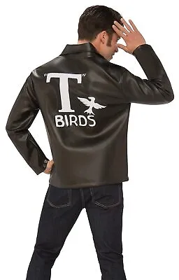 T-Birds Jacket Grease Movie Black 50's Fancy Dress Up Halloween Adult Costume • $58.95