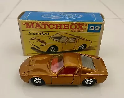 Matchbox Superfast MB33 Lamborghini Miura P400 /RARE RED INTERIOR /NM W Box • $199.95