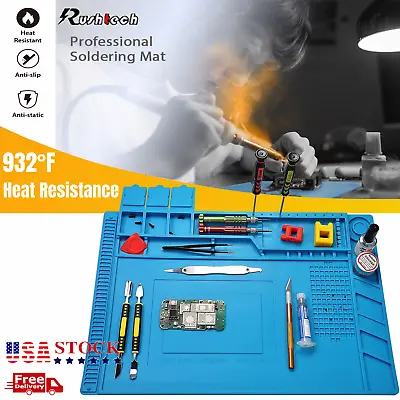 Phone Repair Silicone Pad Desk Heat Insulation Magnetic Work Mat Soldering Iron • $19.34