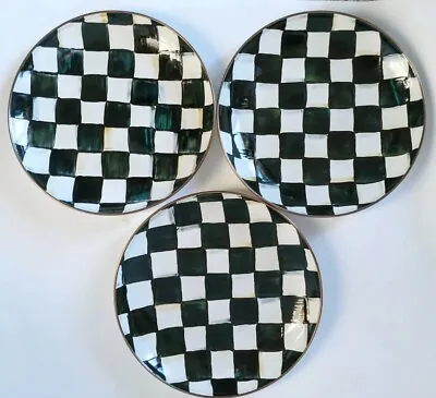 Set Of 3 MacKenzie-Childs Courtly Check Coupe 10.5in Dinner Plates Enamelware • $149