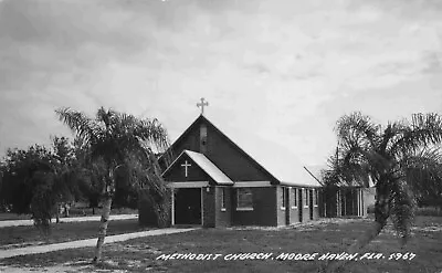 A View Of The Methodist Church Moore Haven Florida FL RPPC 1957 • $9.95