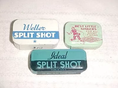 Vintage Fishing Split Shot Tins Lot Of 3 WELLER - IDEAL - HORROCKS  (A) • $15.99