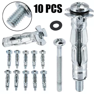 10 Metal Hollow Wall Anchor Expansion Bolts Flasterboard Fixings Tool Heavy Duty • £3.93