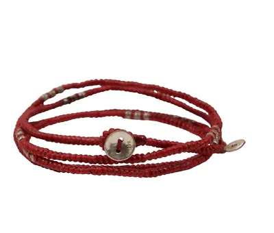 M Cohen Beaded Cord Convertible Wrap Bracelet Red .925 Silver Necklace • $234.99