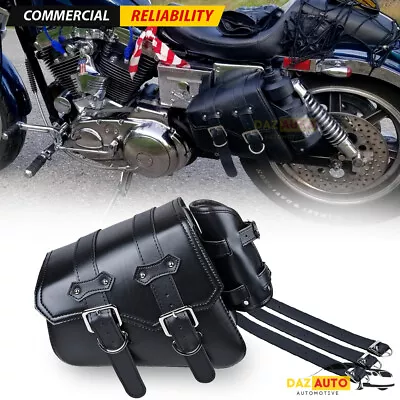 For Harley Sportster XL 883 1200 Swingarm Saddle Bag PU Leather Black Left Side • $28.98