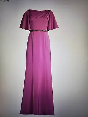 Aidan Mattox Beaded Flutter Sleeve Gown Size 14 • $148