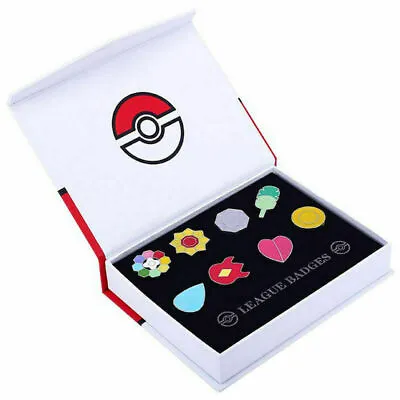 £13.99 • Buy Cosplay Pokemon: Kanto League Gym Badges Set Of 8 Metal Region Pins Brooch + Box
