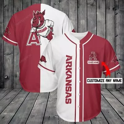 Arkansas Razorbacks Baseball Jersey Shirt Red White Football Summer Outfit Gift • $31.99