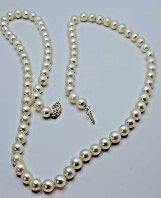 Ladies 22  Cultured 5-6mm Pearl Necklace 14kt Yellow Gold Clasp • $299