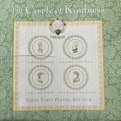 Pfaltzgraff Circle Of Kindness Topsy Turvy 4 Dessert Appetizer Plates (NEW) PSJ • $15.99