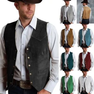 Mens Cowboy Vests Hunting Fishing Vintage Wedding Groom Waistcoats Large XL XXL • $22.98