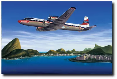 Seven Seas To Rio By Mike Machat -  Douglas DC-7C - Aviation Art Print - A/P • $145