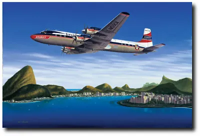 Seven Seas To Rio By Mike Machat -  Douglas DC-7C - Aviation Art Print • $95