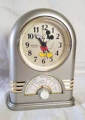 Vintage Mickey Mouse Seiko Quartz Musical Alarm Clock By Walt Disney ~  7 Songs • $39