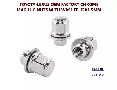 Qty 20 Chrome 12x1.5 Wheel Lug Nuts Mag Seat Washer For Lexus Scion Toyota Camry • $18.13