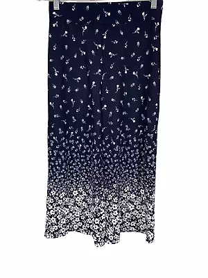 Isaac Mizrahi Reg. Ditsy Floral Printed Pebble Knit Culottes Navy XX-Small Size  • $12.50