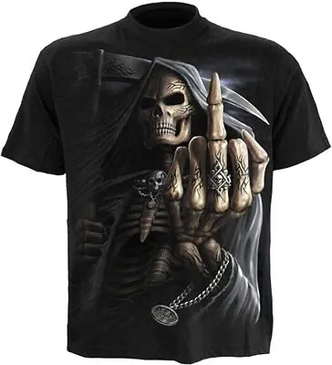 Bone Finger Mens T-Shirt Spiral Direct Grim Reaper Skull Offensive • £15.99