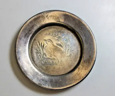 Antique Victorian E G Webster Silver Plate 2.75  Minatare Tray Or Pin Dish Bird • $18