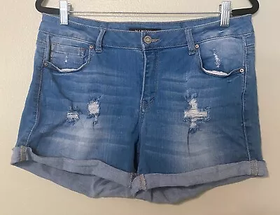 WAX JEAN Butt I Love You Distressed Light Denim Cuffed Hem Jean Shorts Sz 1XL • $11