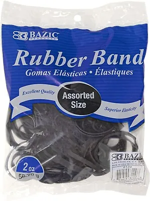 BAZIC Black Color Rubber Bands 2 Oz./ 56.70 G Assorted Sizes Large Medium Small • $8.09