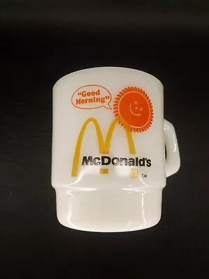 Anchor Hocking Fire King McDonald's Good Morning Milk Glass Coffee Mug • $16