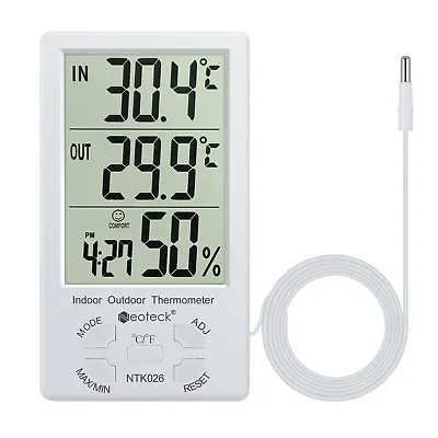 $10.29 • Buy Neoteck LCD Digital In/Outdoor Hygrometer Thermometer Humidity Temperature Clock