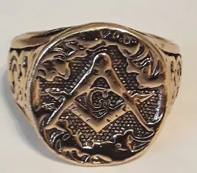 Masonic Gold Ring Size 13 Freemason Square Compass Master Mason Classic  • $12.99