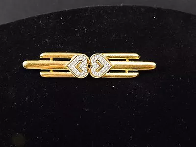 Lovely Mod Gold Brooch Pin Hearts With Stones Signed Monet Fab • $7.25