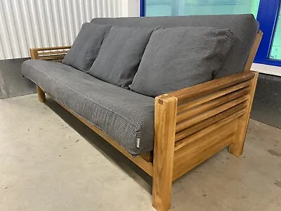 £900 • Buy 3 Seater Solid Oak Futon Company Sofa Bed With Pillows & Drawer