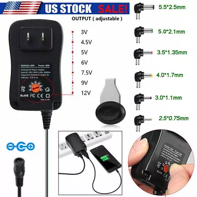 30W Universal Power Adapter AC / DC 3V-12V Multi Voltage Charger Converter US • $13.76