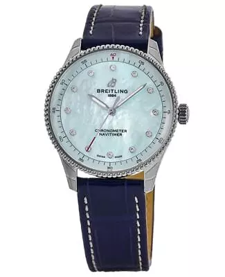 New Breitling Navitimer 32 Ice Blue Mother Of Women's Watch A77320171C1P1 • $3560.97