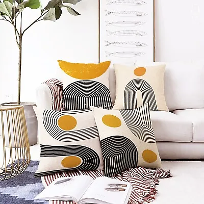 £17.46 • Buy Retro Abstract Decorative Cushion Covers With Ivory, Orange & Black Colours